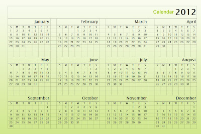 Free Calendar Downloads on Download Calendar 2012 Free   Green And White Gradient Colour