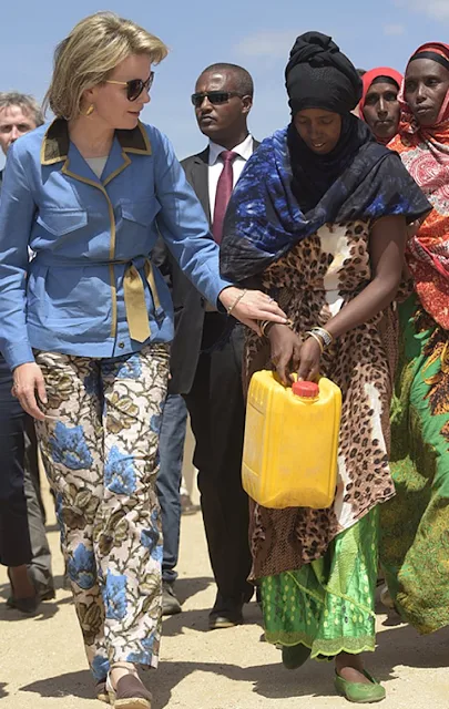 Queen Mathilde of Belgium pictured during an inauguration of school water point and trees planting on the third day, part of a four days visit of Belgium Queen in Ethiopia