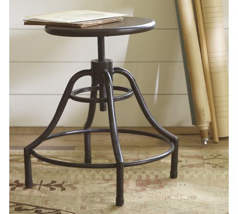 Pottery Barn Foster Reclaimed Wood Backless Swivel Desk Chair
