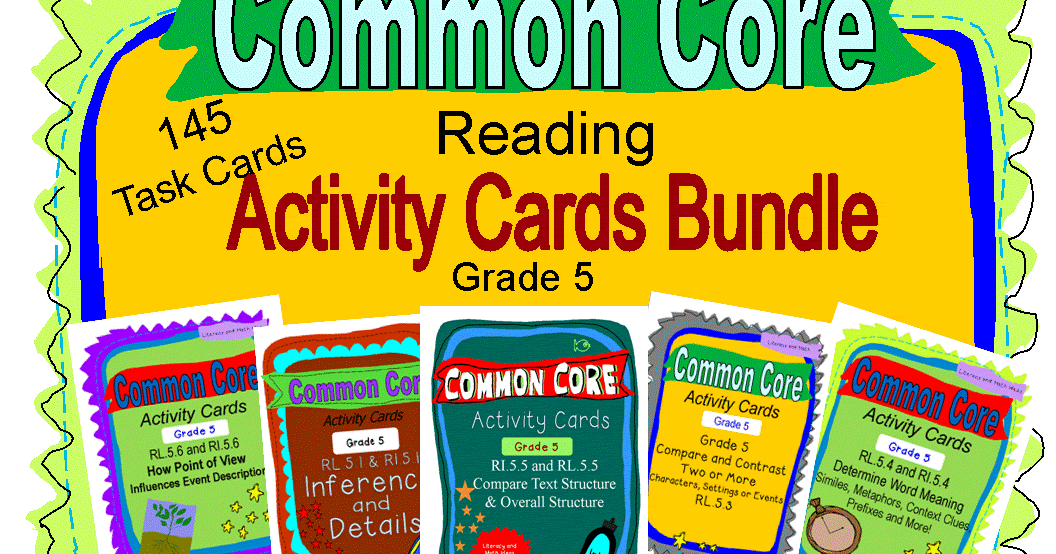 Literacy & Math Ideas Grade 5 Common Core Reading Games and Activity Cards