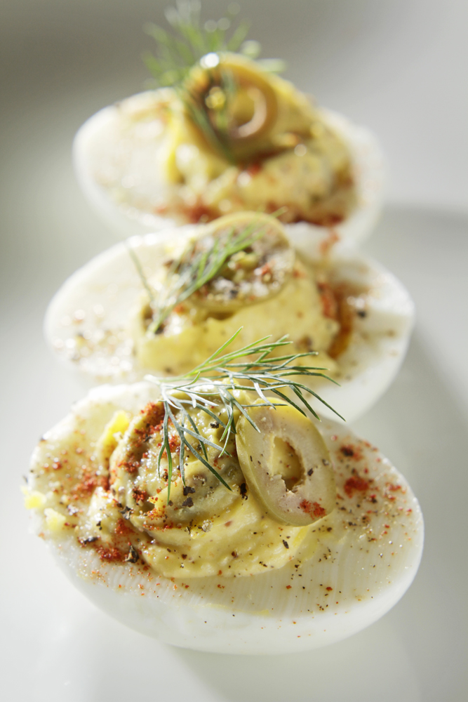 The Chubby Vegetarian Deviled Egg and Olive