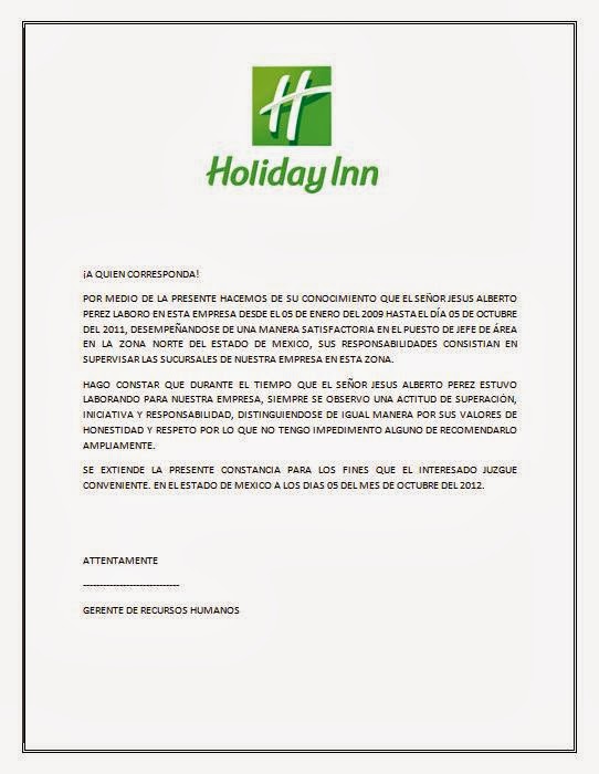 carta referencias personal