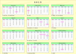 Jadwal Libur nasional 2013, Cuti Bersama 2013