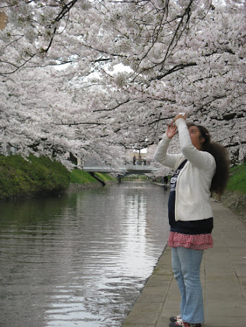 My daughter YOKO with Cherry Blossom in Toyama City Toyama prefecture Japan