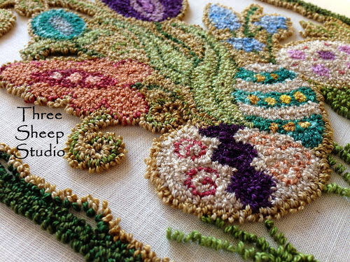"Springtime" Punch Needle Hanging Panel Pattern - ThreeSheepStudio.com "Springtime" Punch Needle Hanging Panel Pattern - ThreeSheepStudio.com