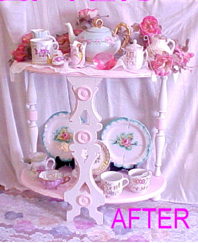 My Beautiful Pink & White Table "After"