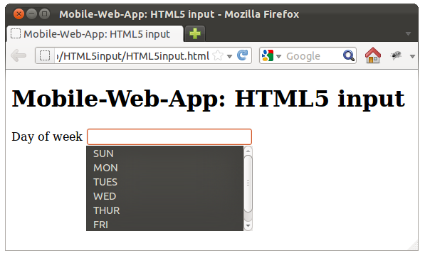 html5 input select option