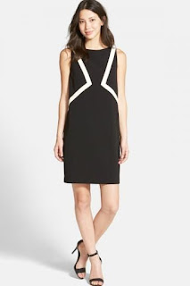 Ellen Tracy Inset Panel Shift Dress (Regular & Petite)