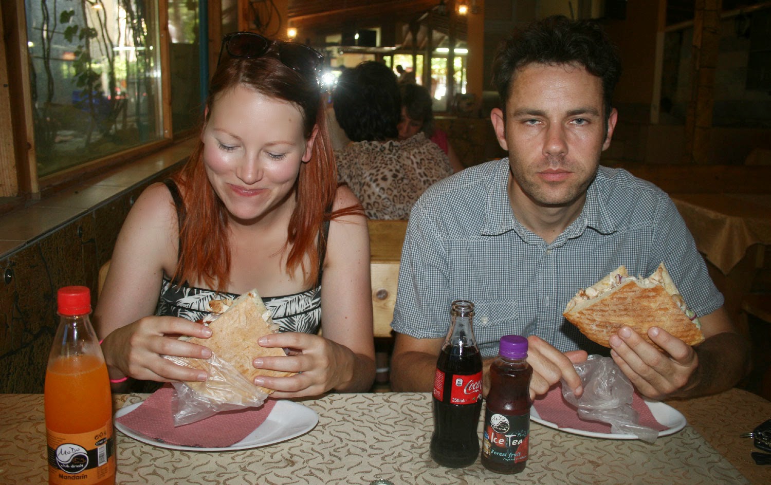 Munching on the awesome kebabs Munching on the awesome kebabs