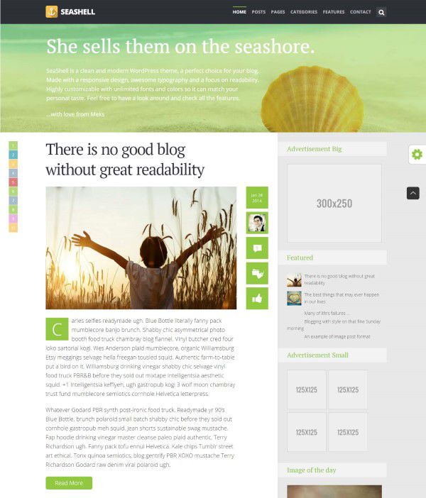 Seashell premium blog theme