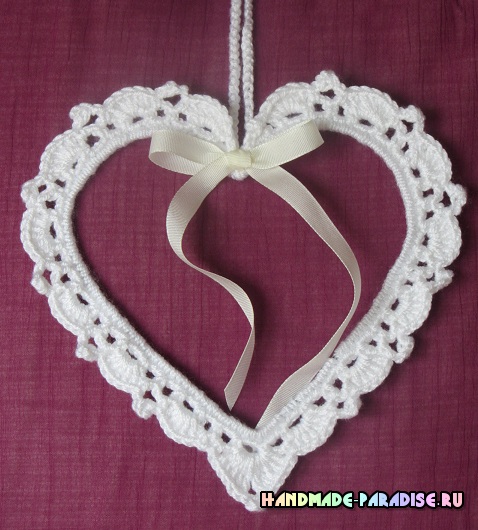 Вязаные крючком подвески - сердечки Вязаные крючком подвески - сердечки