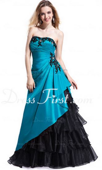 turquoise and black prom dress 