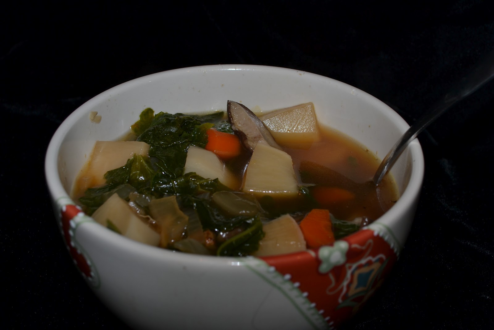 Upbeet Living Gingery Chinese Soup with Turnips and Turnip Greens