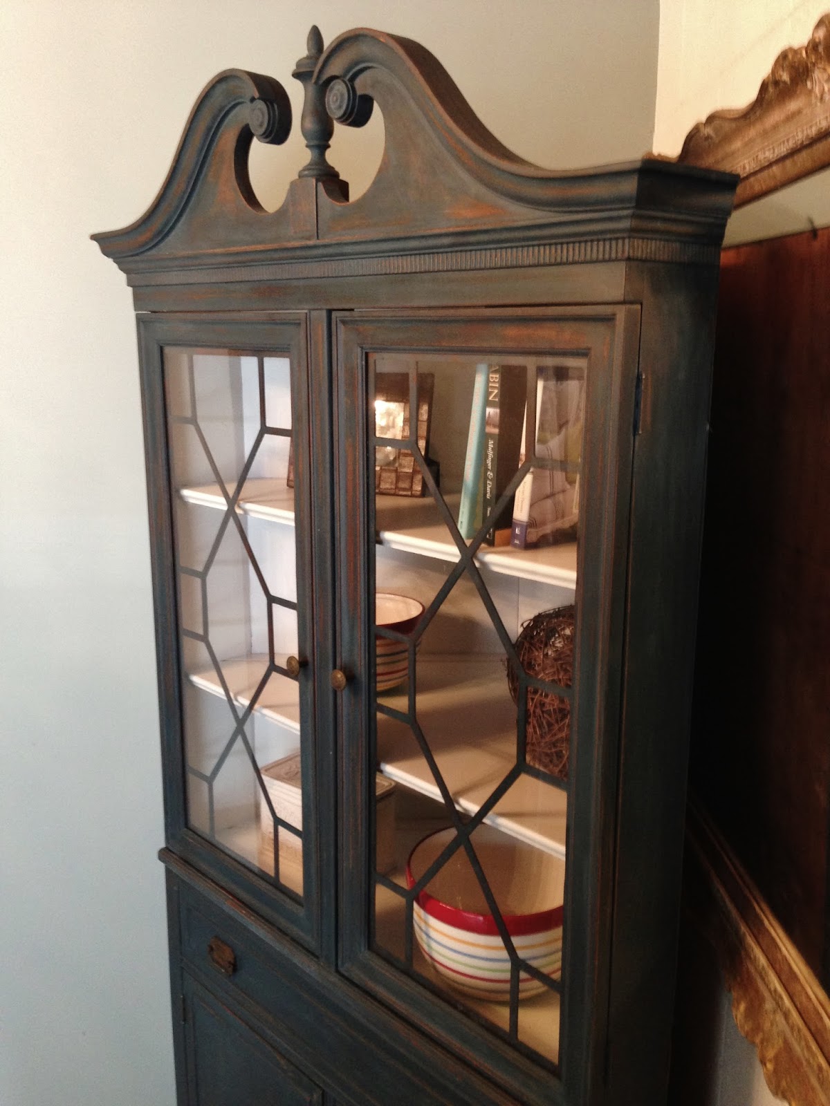 Repurposed Gems Homestead Blue Corner Hutch