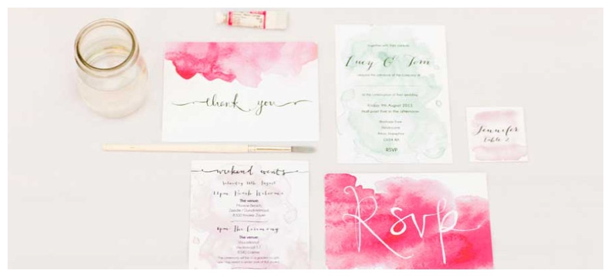 Intricate Hand Painted Watercolour Wedding Stationery