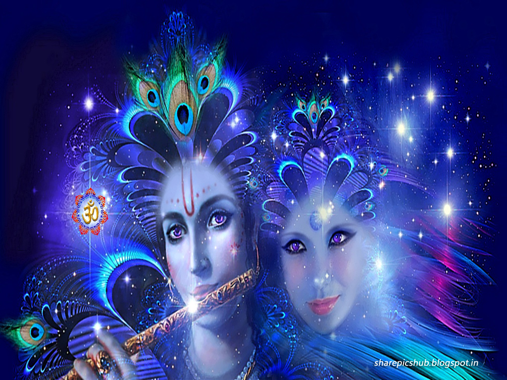 Lord Radha Krishna 3D Wallpaper in Blue For Desktop | Share Pics Hub