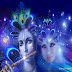 Lord Radha Krishna 3D Wallpaper in Blue For Desktop