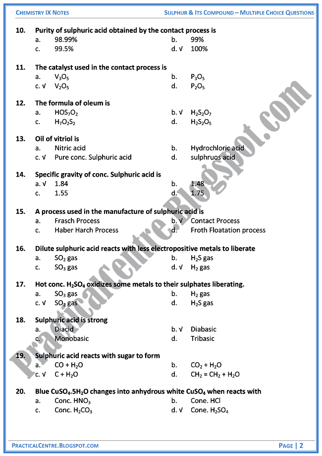 sulphur-and-its-compound-mcqs-chemistry-ix