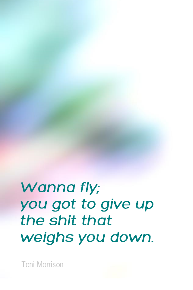 visual quote - image quotation for FREEDOM - Wanna fly; you got to give up the shit that weighs you down. - Toni Morrison