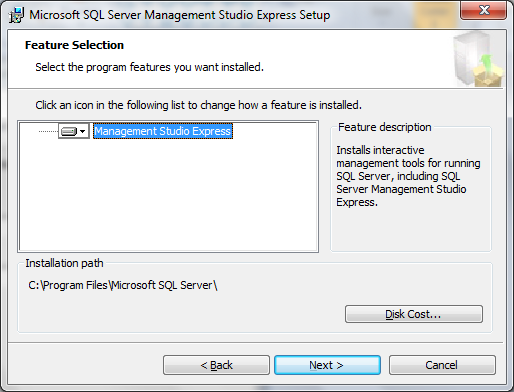 microsoft sql server express windows 7