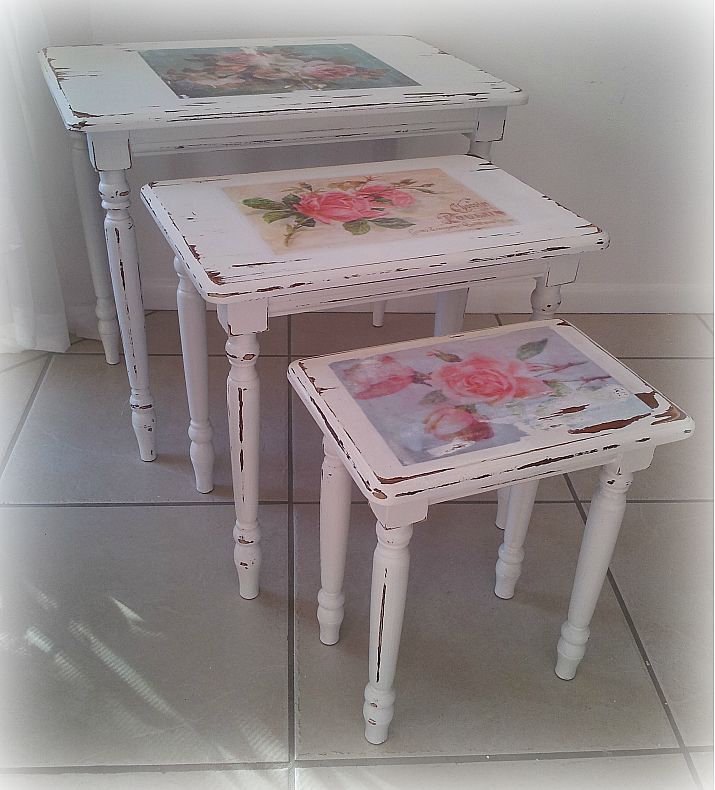 french a la beach antique floral french shabby chic nest of tables french a la beach antique floral french shabby chic nest of tables