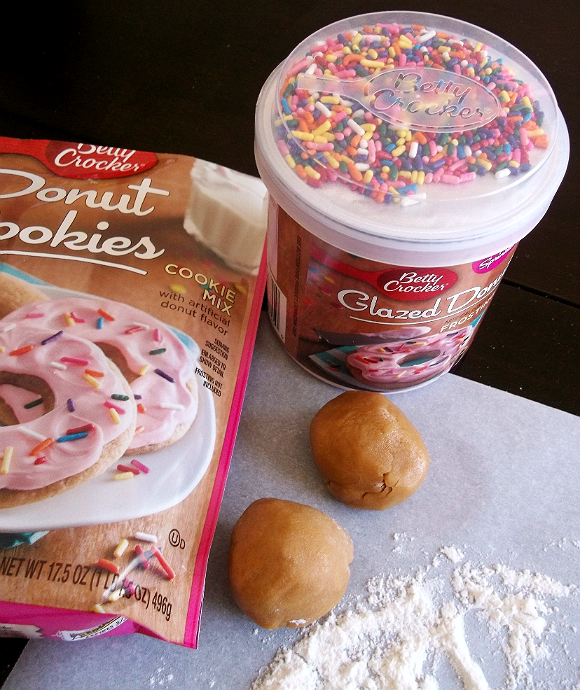 Betty Crocker Glazed Donut Cookies and Frosting with Sprinkles.