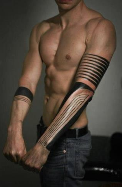 arm tattoo tribal tattoos designs men arms modern blackwork lines line sleeve geometric forearm unique work cool left most body