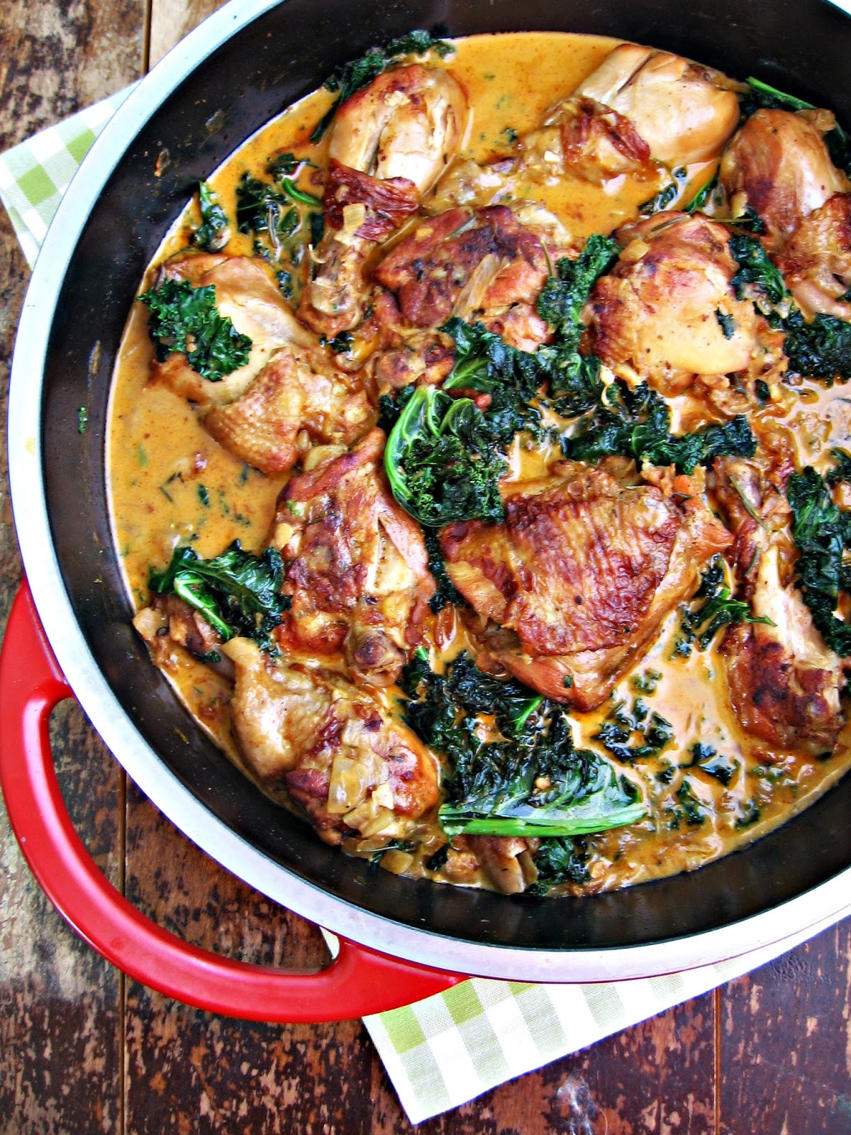 sweetsugarbean Braised Chicken and Kale with Paprika & White Wine