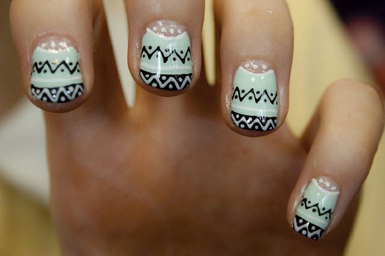 10. Gray and Black Tribal Nail Art - wide 3