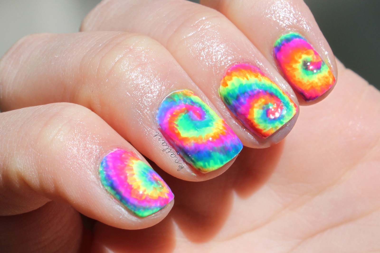 5. Simple Tie-Dye Nail Designs for Short Nails - wide 4