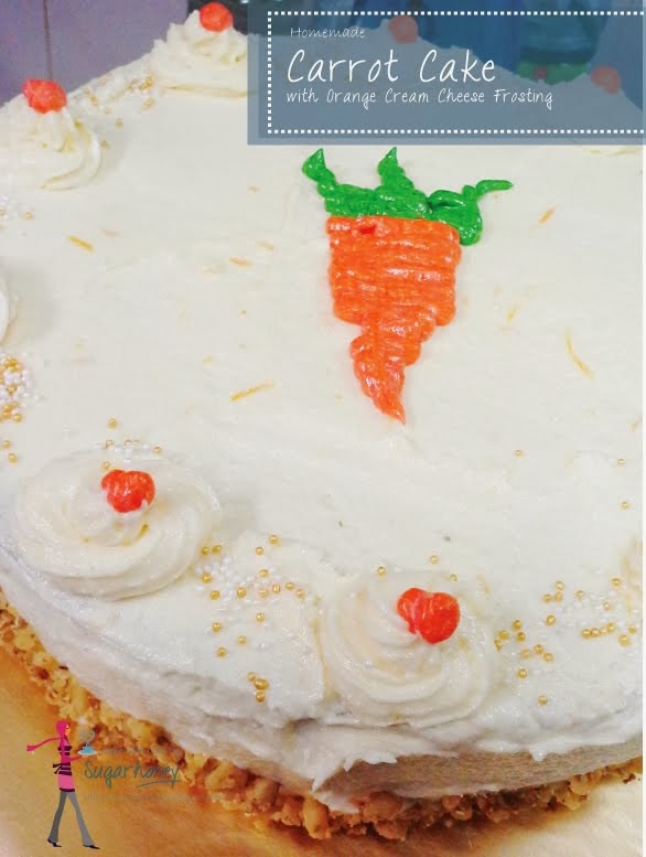 Carrot cake w orange cream cheese frosting.