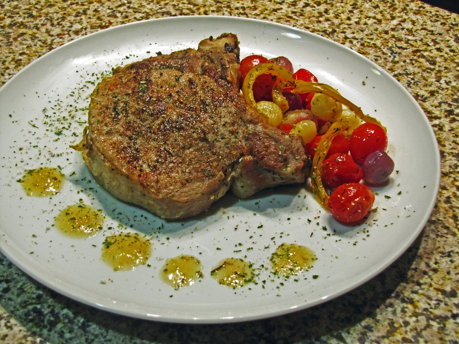 37 Cooks Pork Chops With An Apple Cider Sauce And Roasted Tomatoes
