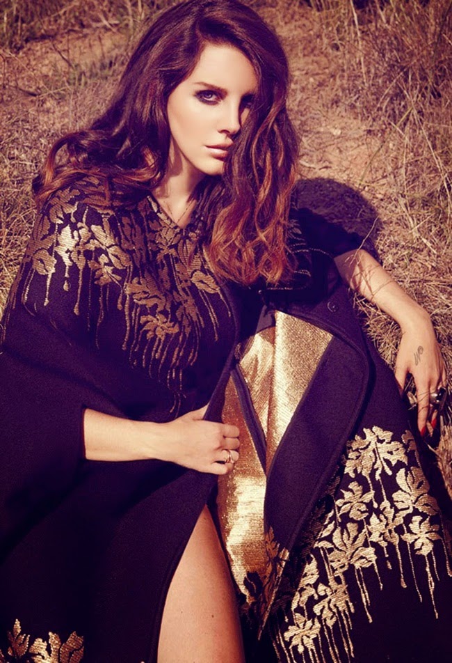 Madame Figaro July 2014, Lana Del Rey Blumarine 2014 AW Black Royal Long Cape Editorials
