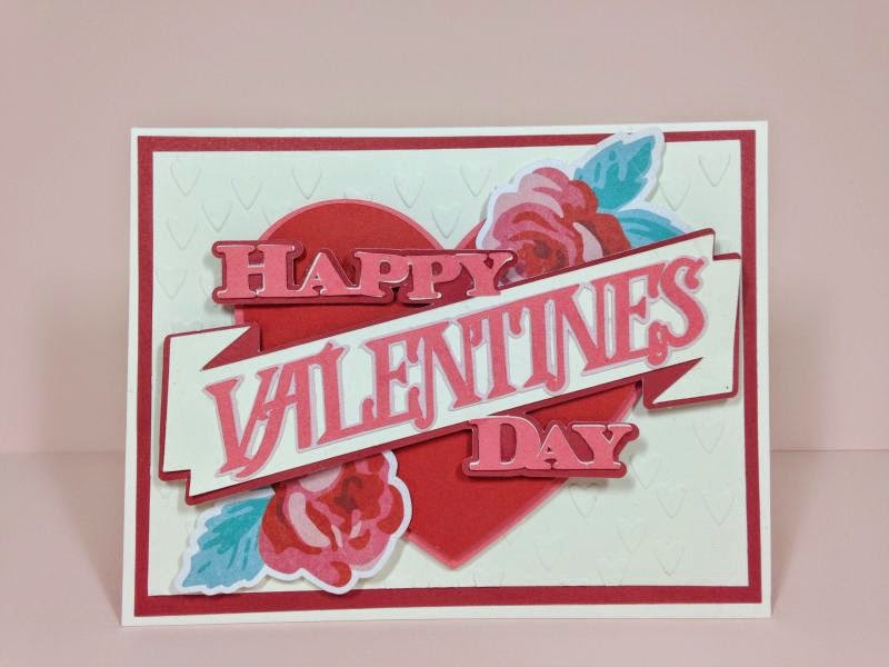 Cricut Valentine's Day rose heart card