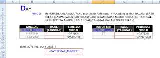 Fungsi Date, Microsoft Excel 2007, Fungsi Day