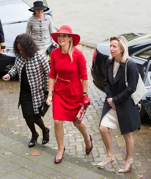 Chantiej Jansen, Queen Maxima of The Netherlands, Elvira Sweet and Kajsa Ollongren attend a symposium 40 years of the protection of women against domestic violence