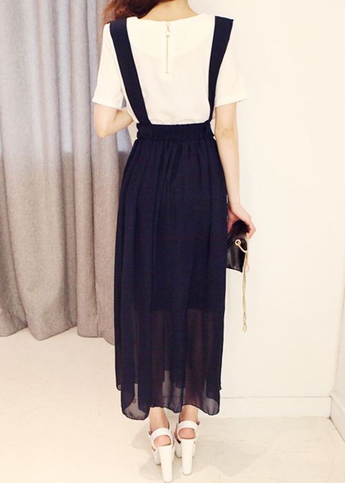 [Dabagirl] Sheer Maxi Skirt with Suspenders KSTYLICK Latest Korean