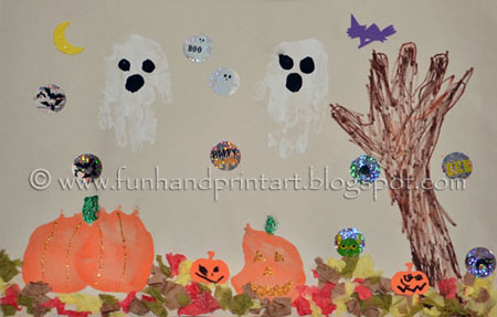 Handprint Halloween Scene - kids craft