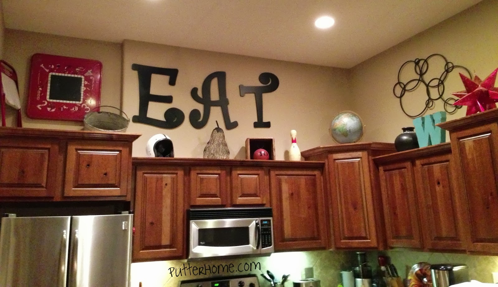 Decorate Above Kitchen Cabinets Simple Varnished Mahogany Wood