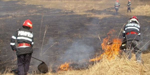 Patru incendii de vegetație uscată lichidate de pompieri