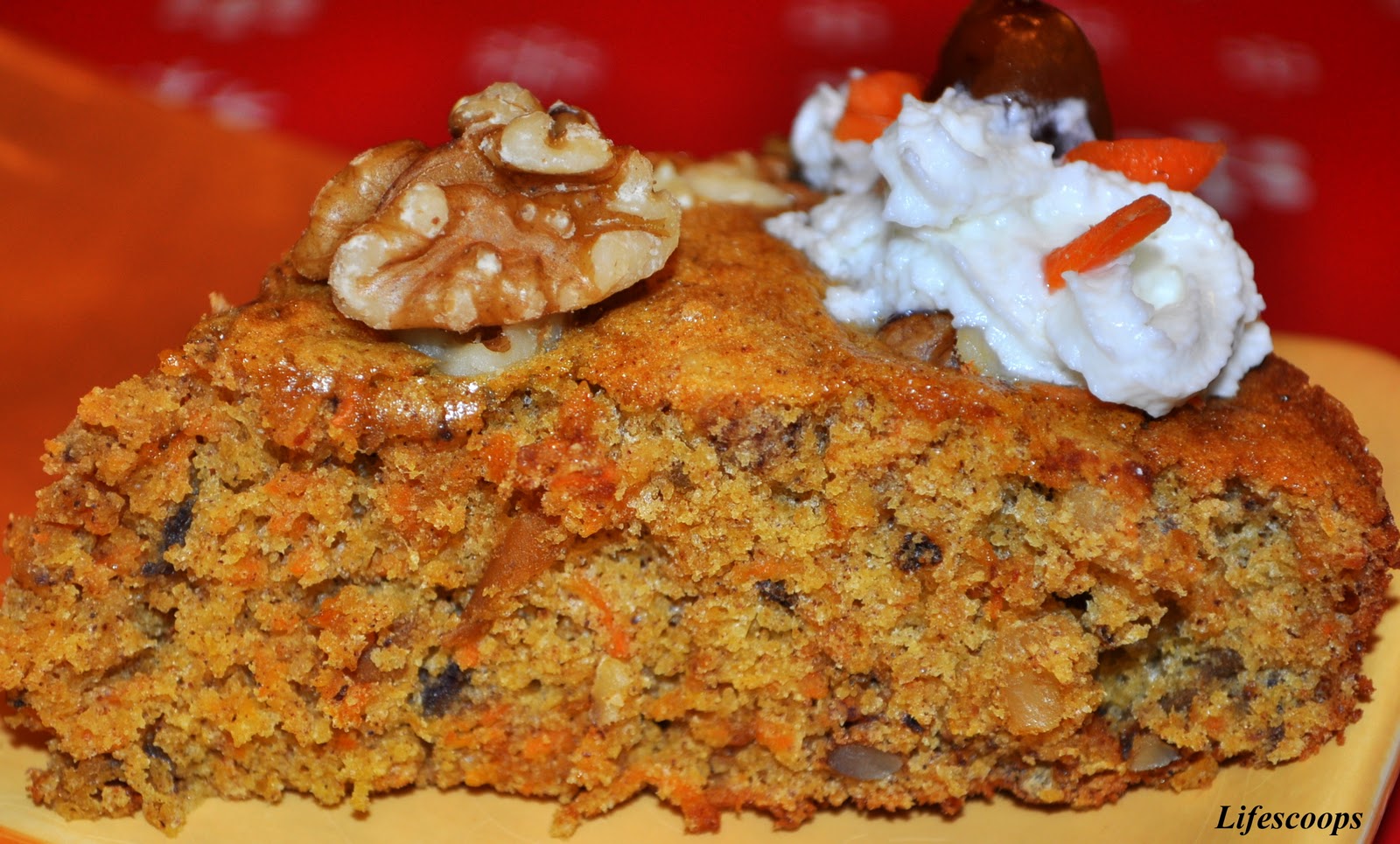 Life Scoops Low fat Carrot and Dates Cake with Walnuts