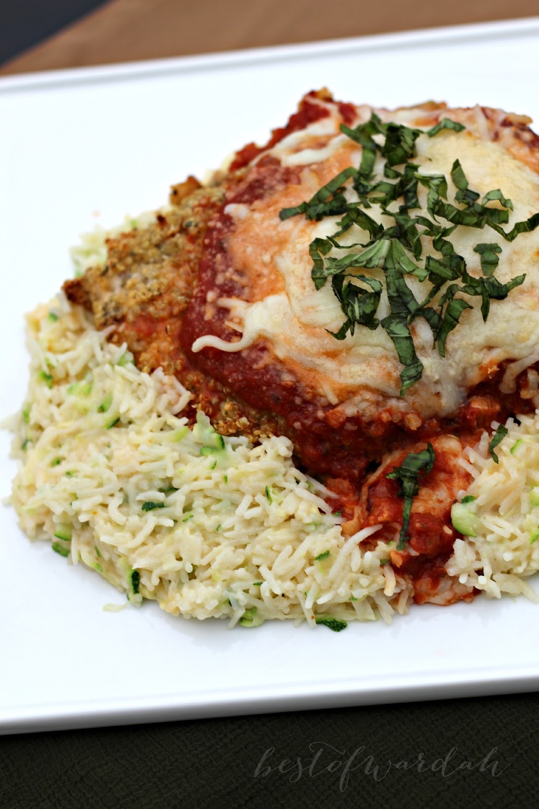 Quinoa Crusted Chicken Parmesan with Cheesy Zucchini Rice Best of Wardah