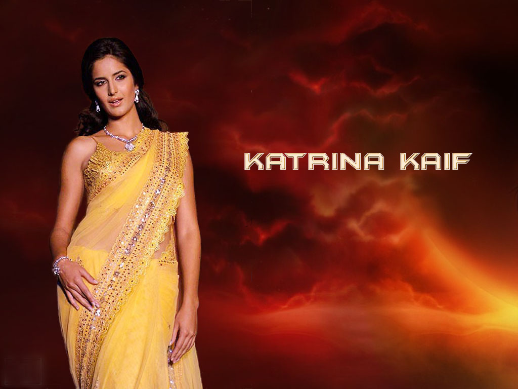 Actress katrina kaif In Yellow saree Picture gallery Wallpaper Images