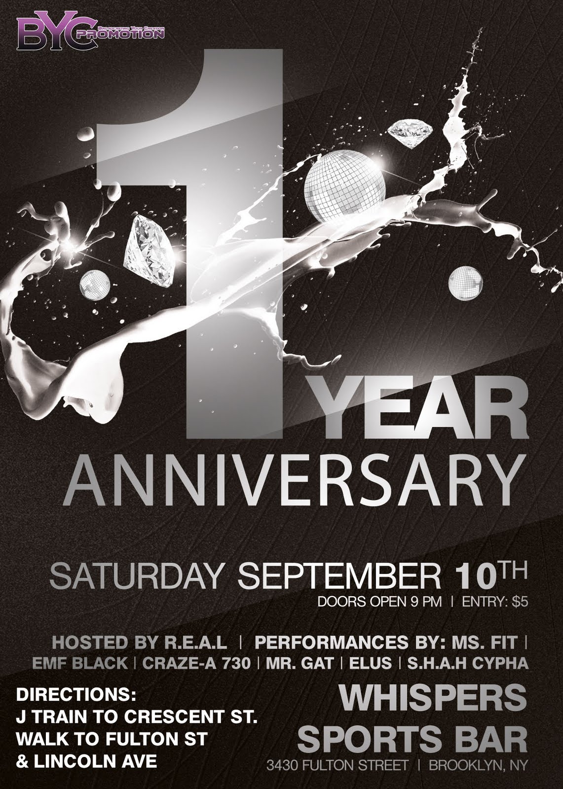 byc promo 1 year anniversary party 9 10 2011 byc promo 1 year anniversary flyer