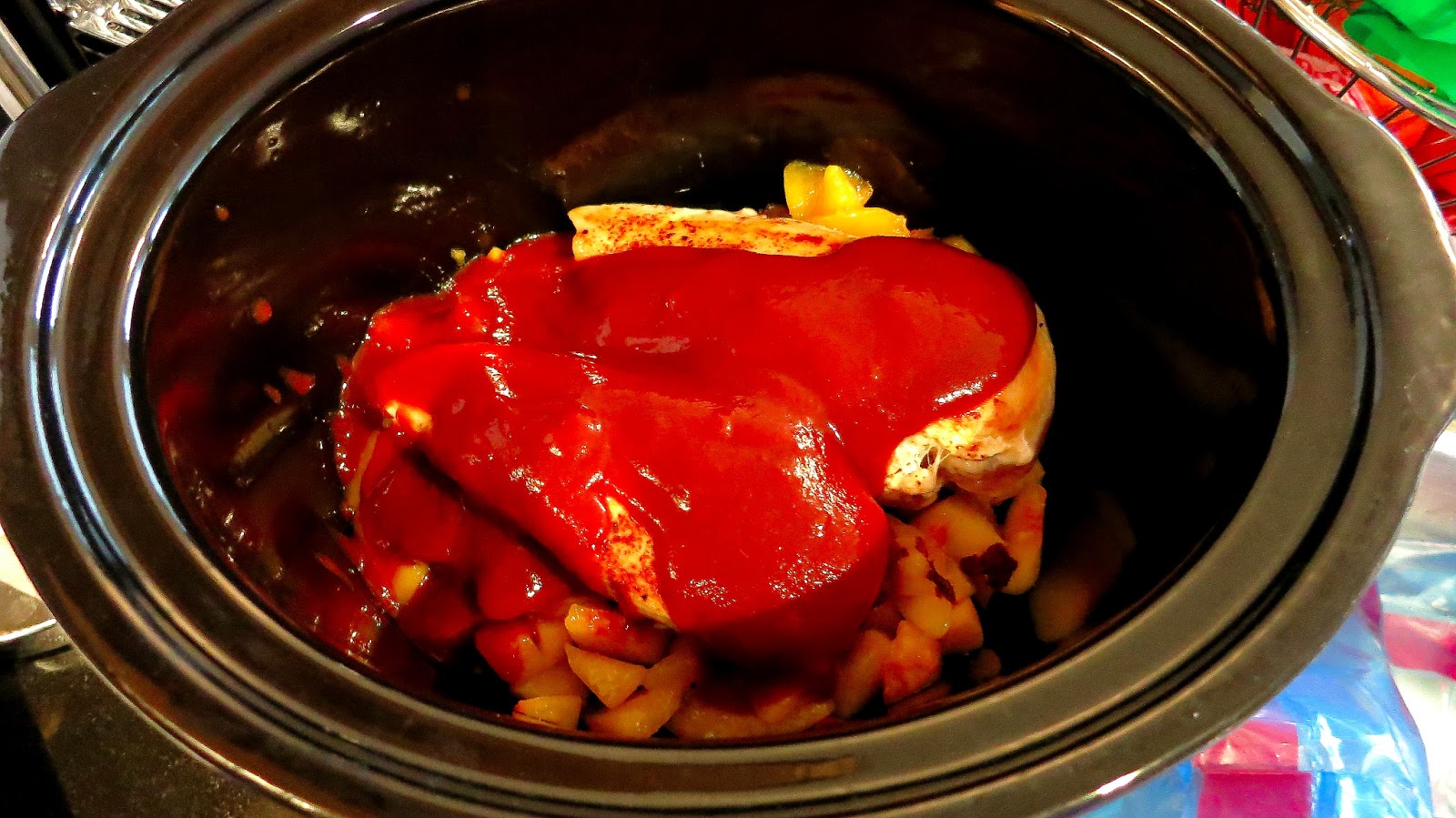 Crockpot BBQ Peach Pulled Chicken Sliders with Peachy Slaw, Caramelized Onions and Chipotle