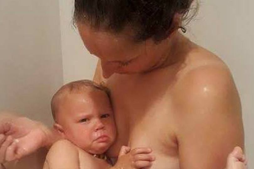 Bathtub mom son