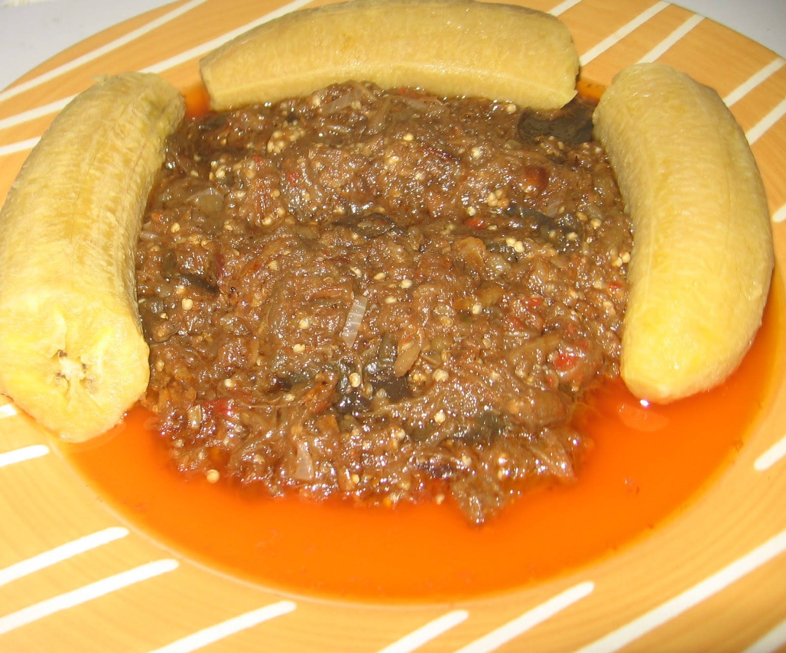Unripe Plantain With Garden Egg Stew