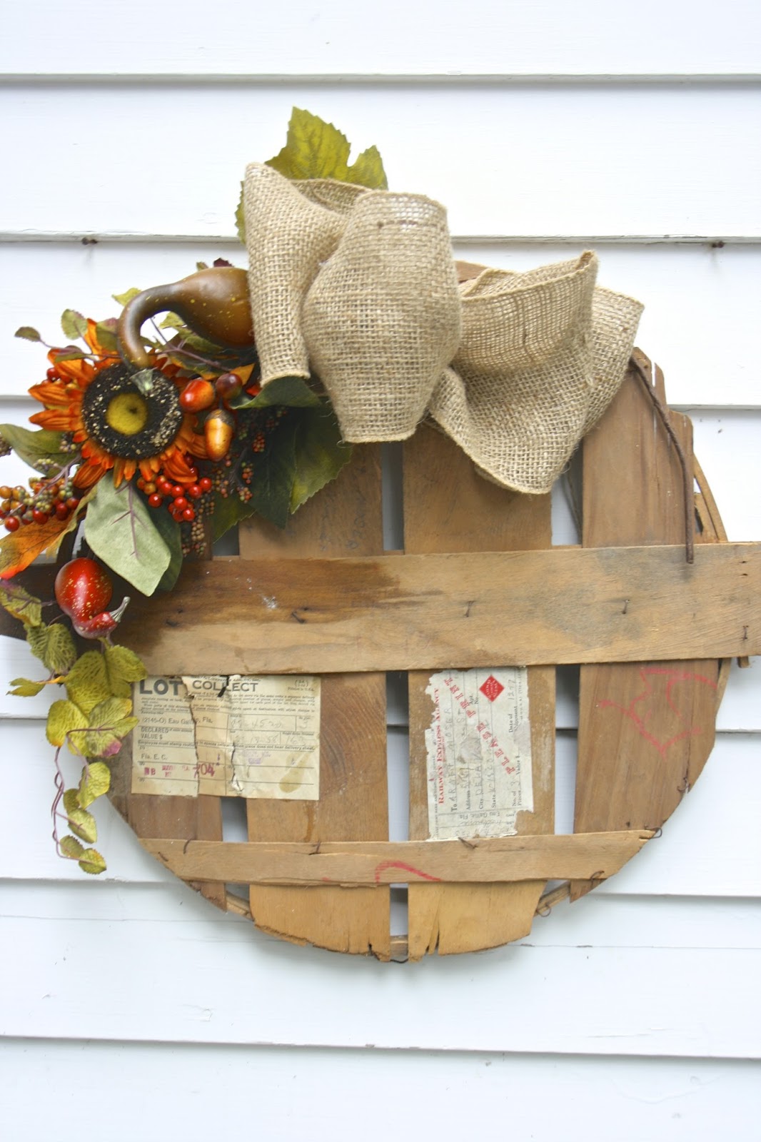 Tattered Tiques Vintage Bushel Basket Wreath