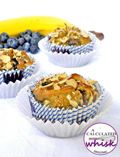 Banana Blueberry Muffins (Gluten-free, Paleo) | acalculatedwhisk.com