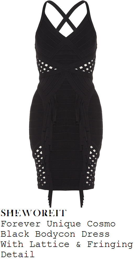 jesy-nelson-black-lattice-fringe-bodycon-dress-teen-choice-awards